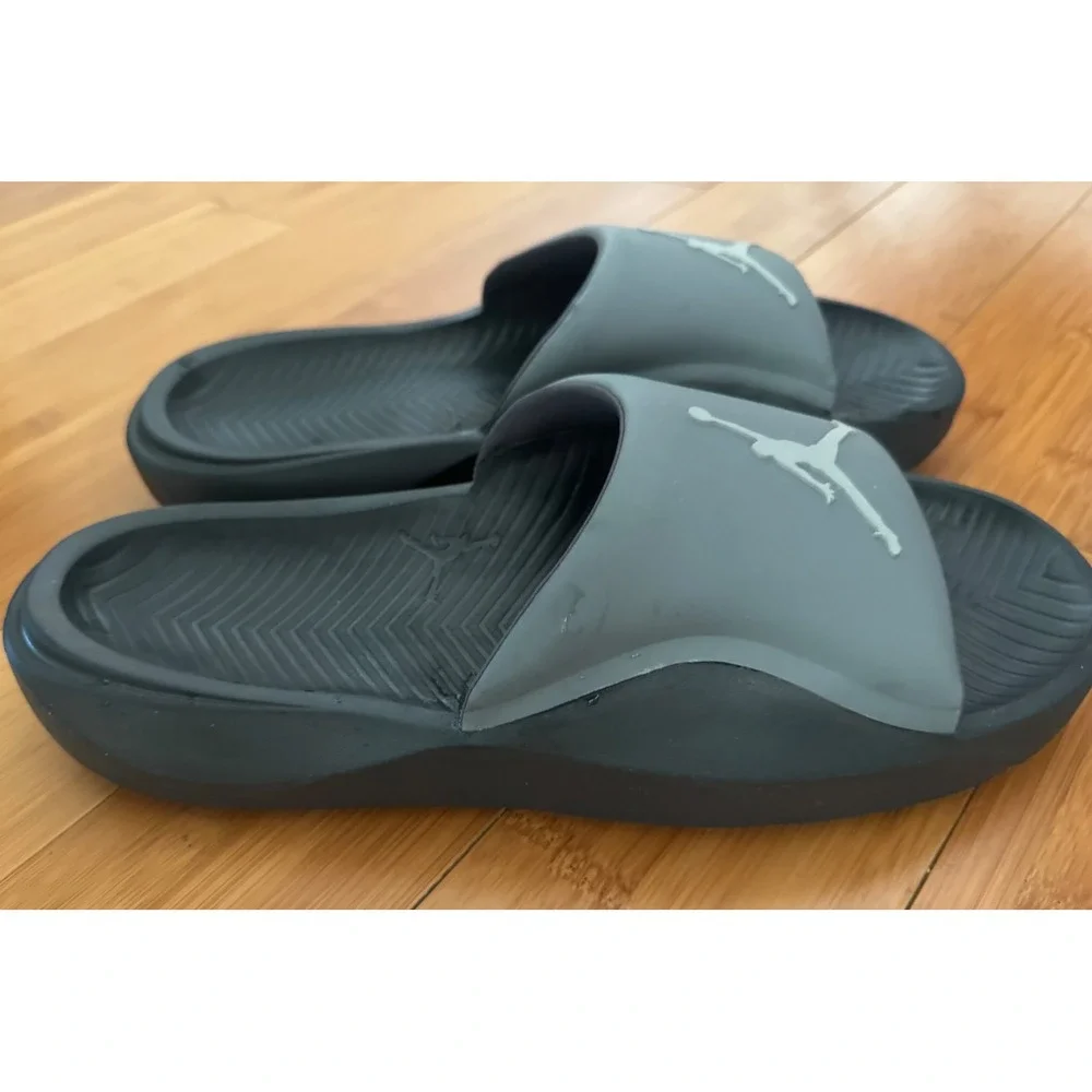 NIKE AIR JORDAN Post Slides Mens Black Charcoal Grey Athletic Sandals Size 12